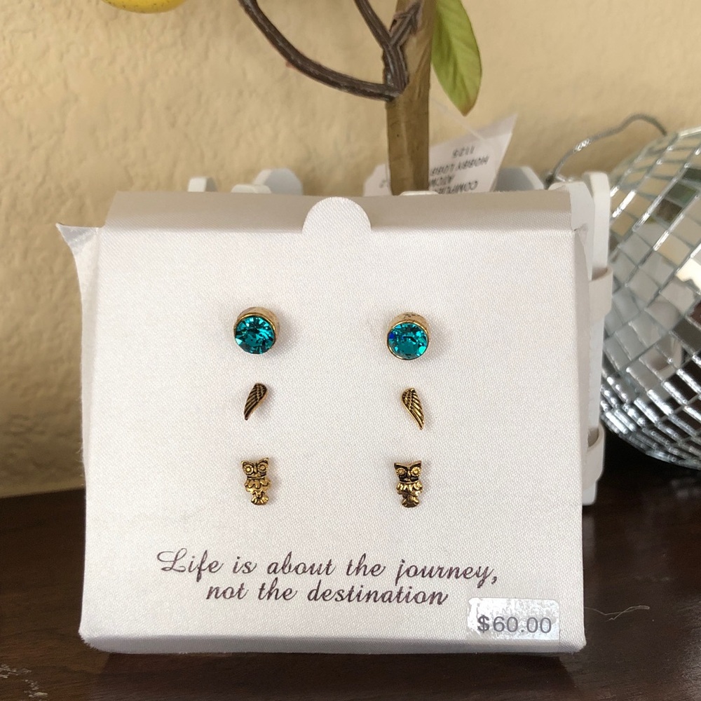 Kohl's Gold and Teal Earring Trio
